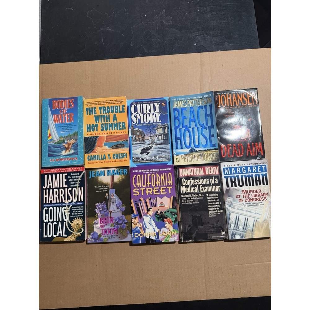 Lot of 10 random murder mystery novel paperback books, various authors B14
